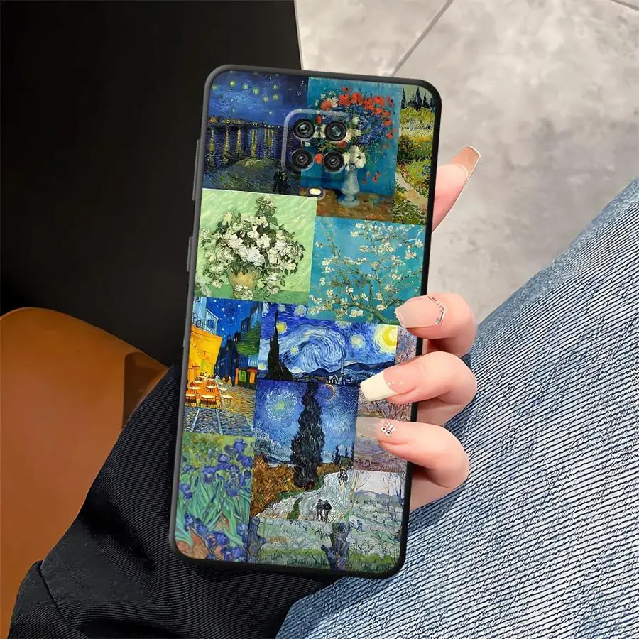 Funda para Xiaomi Redmi Note 11s 10S 9 10 11 12 Pro 13 14 Pro Plus 7 8 12s 9S funda negra suave para teléfono Van Gogh girasoles - imagen 2