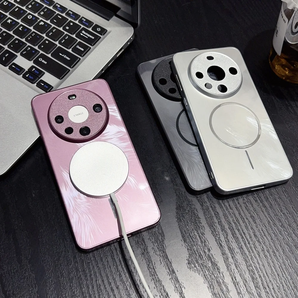 Funda magnética de lujo con plumas de Aurora para Huawei Pura 80 70 P80 P70 Pro Ultra Mate 70 60 para cubierta de armadura láser estética Magsafe - imagen 4