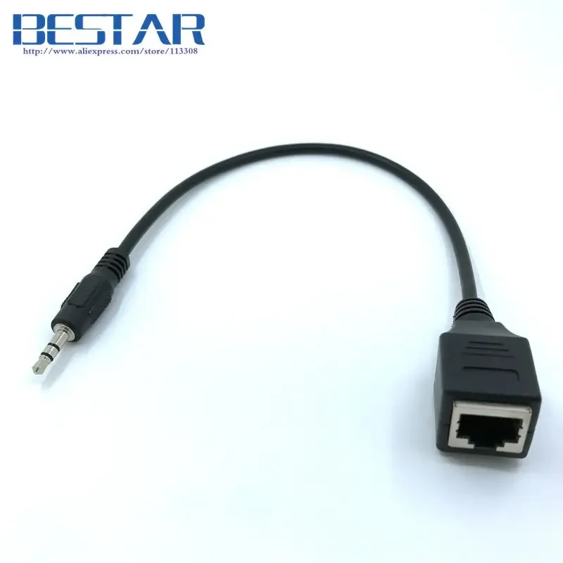 Cable de Audio Jack macho DC 3,5mm 1/8 "a enchufe RJ45 Cable de red LAN Ethernet 30cm 1ft accesorio para dispositivos táctiles VOD KTV