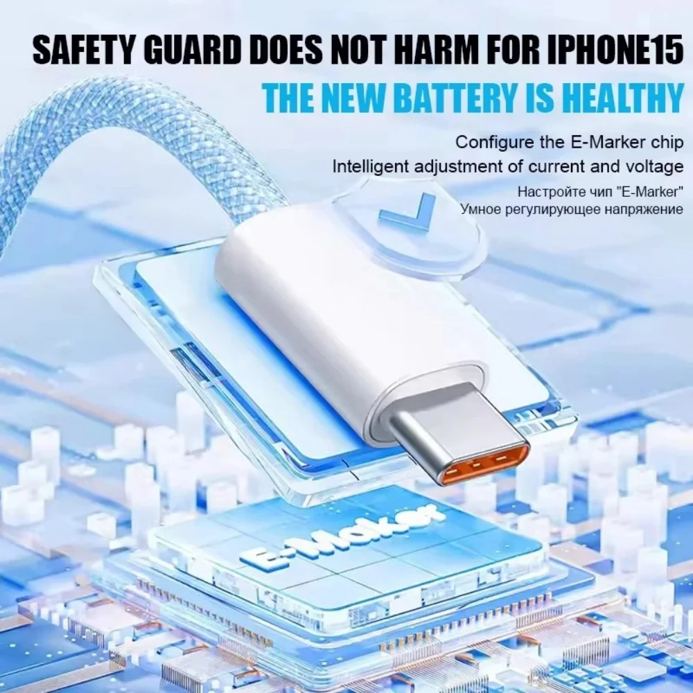 PD 65W tipo C Cable de carga rápida USB C a USB C Cable de datos trenzado de nailon para iPhone 16 15 Pro Samsung Cable de teléfono de carga rápida - imagen 3