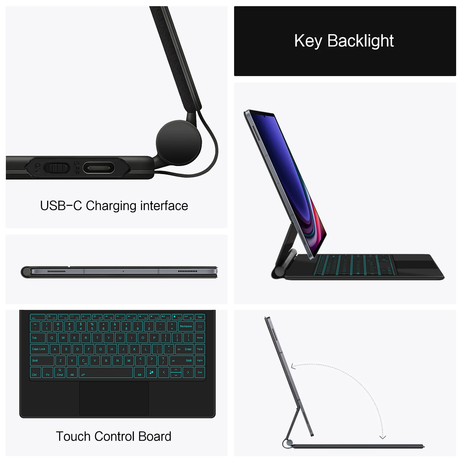 AJIUYU Magic Keyboard Folio para Samsung Galaxy Tab S9 Ultra 14,6 pulgadas 2023 SM-X910 X916B X918U funda con teclado magnético inteligente - imagen 3