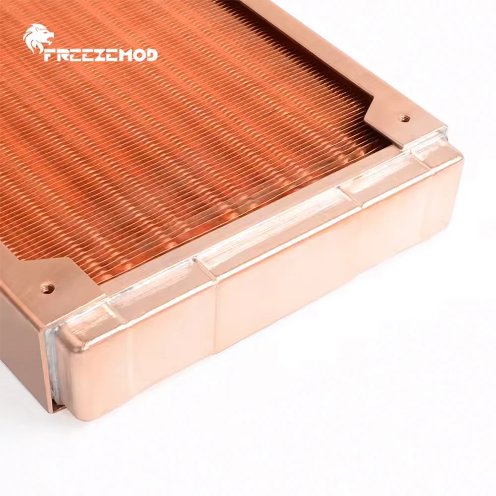 Radiador FREEZEMOD de cobre rojo de 240mm para ventiladores de 12CM, espesor de rosca G1/4 pulgadas, 24mm, disipador de calor para PC, TSRP-ZT-240TG de refrigeración por agua - imagen 5