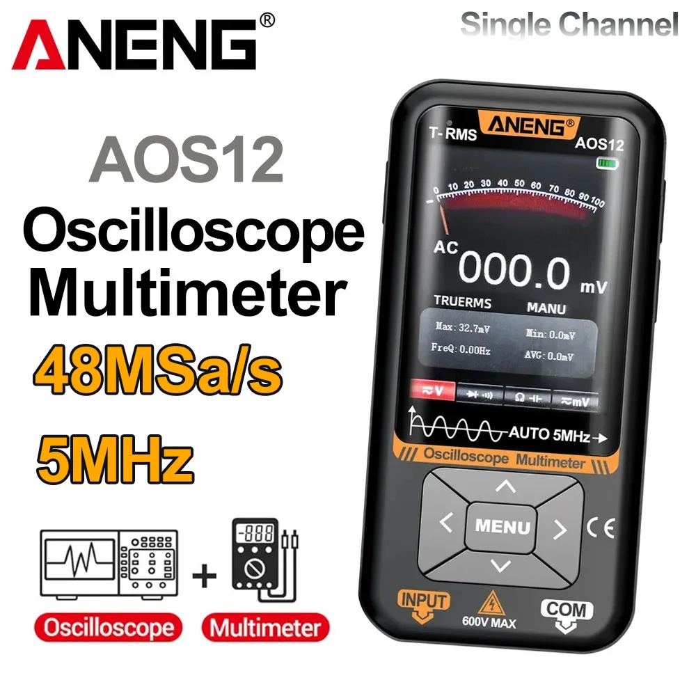 Multímetro de osciloscopio Digital ANENG AOS12 multifuncional 2 en 1 5MHZ 48MSa/s muestreo herramientas de osciloscopio eléctrico portátil - imagen 2
