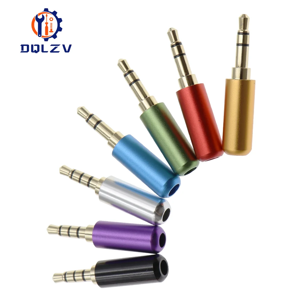Conector de auriculares de 3,5 MM, adaptador de Audio estéreo macho chapado en oro de 3/4 polos, conector de cable de soldadura auxiliar para altavoz de alta fidelidad 3,5