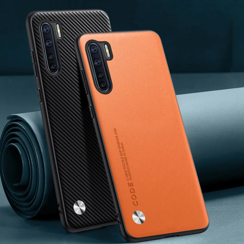 Funda de cuero PU de lujo para OPPO A91 Reno 3 4G 5G, funda trasera mate de silicona a prueba de golpes, funda protectora de teléfono para OPPO F15 Coque - imagen 2