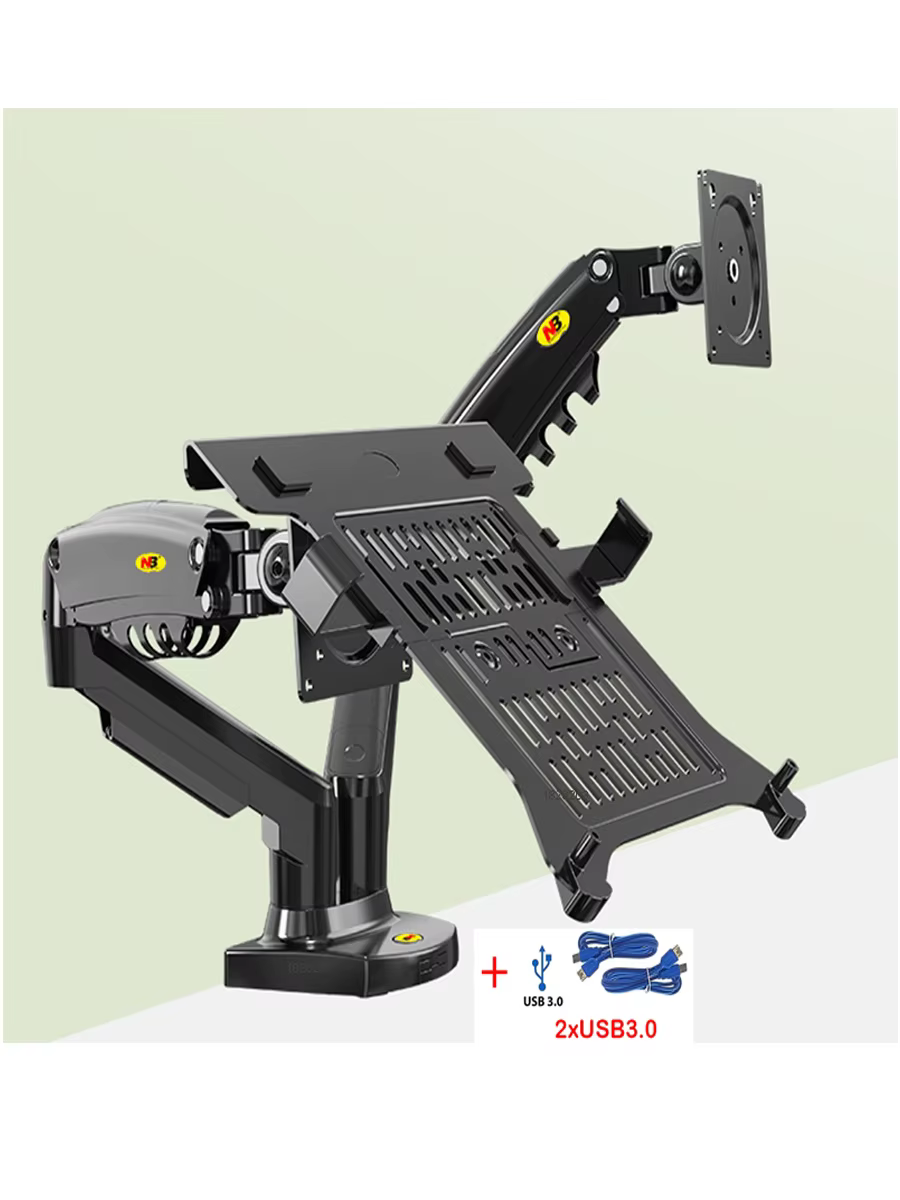 NB F160-FP Soporte Doble Monitor USB 3,0 Brazo de Gas 17-27 pulgadas