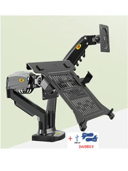 NB F160-FP Soporte Doble Monitor USB 3,0 Brazo de Gas 17-27 pulgadas