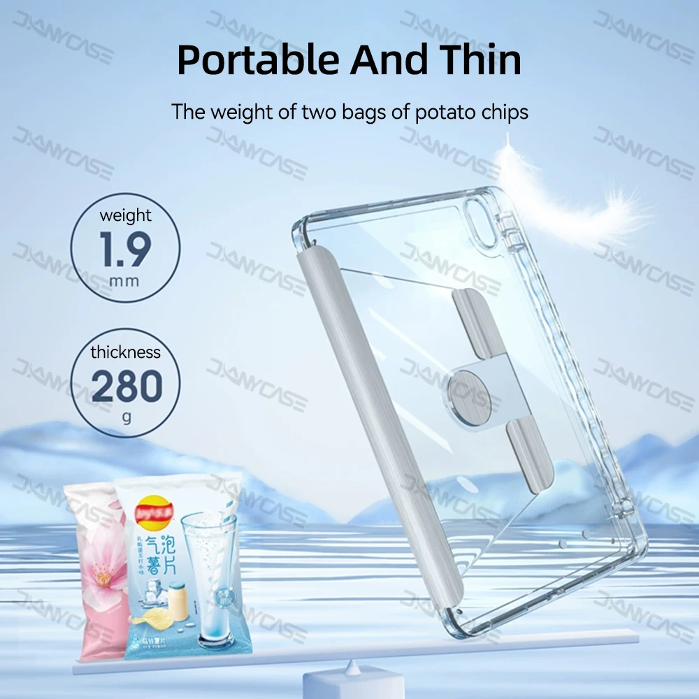 360 °   Funda transparente con rotación para tableta iPad Air 4/5 10,9, funda para iPad 10th 10,9 7/8/9th 10,2 5/6th 9,7 Pro 11 12,9 Mini 6 - imagen 5