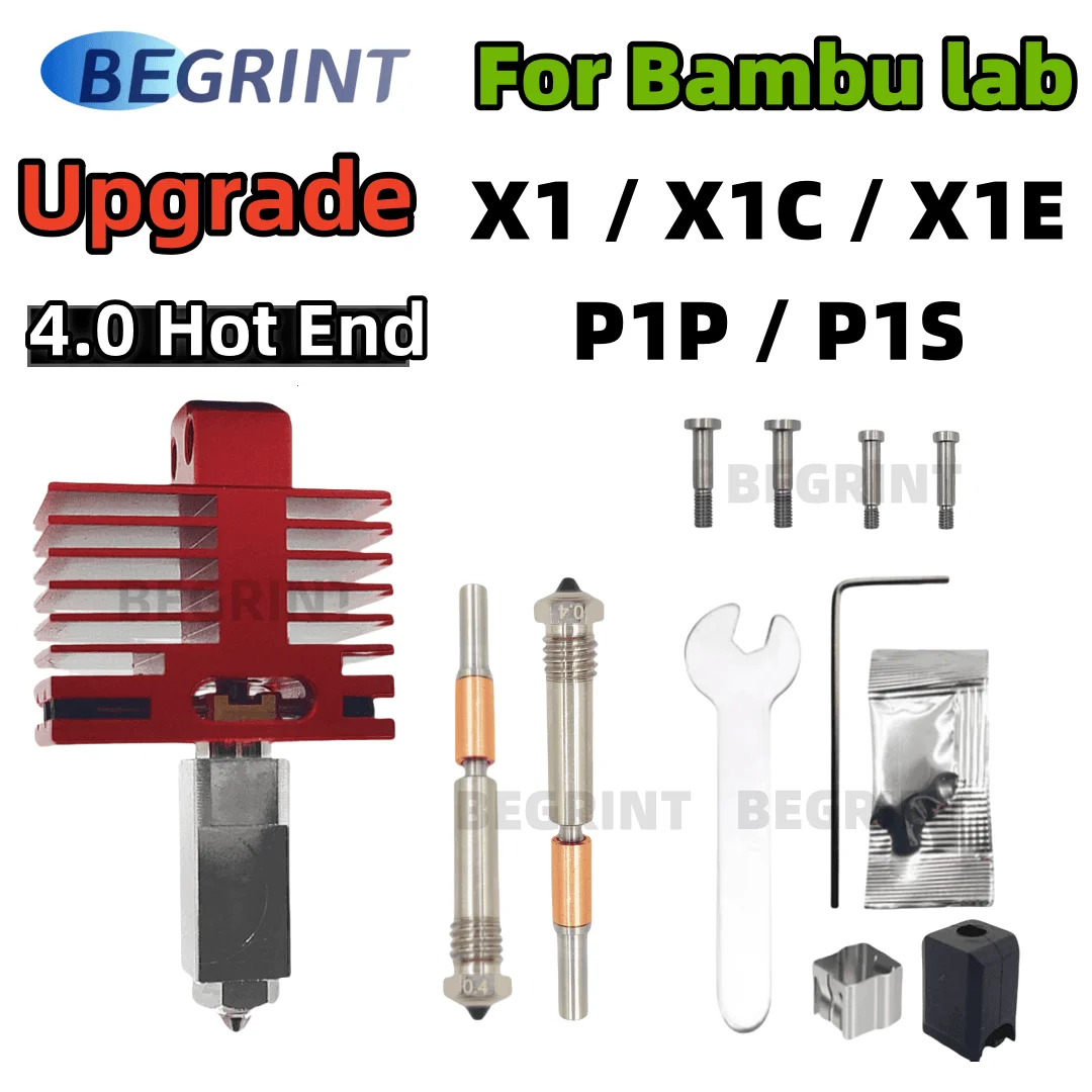 Actualización TZ4.0 Hotend para Bambu Lab P1S P1P X1 X1C X1E boquilla de acero endurecido de una pieza totalmente Hotend de Metal para impresora 3D P1S P1S X1