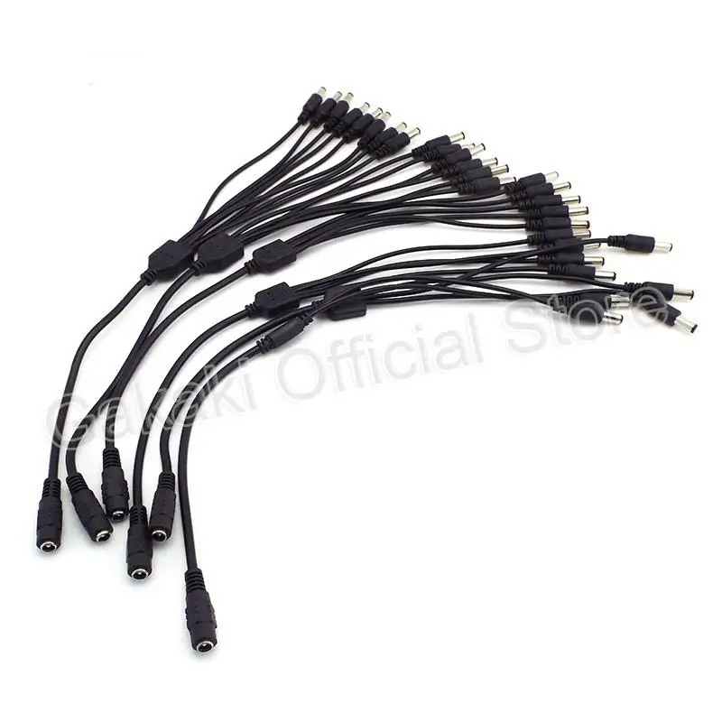 2,1*5,5mm 1 hembra a 2 3 4 5 8 macho DC Cable de enchufe divisor de corriente para accesorios de cámara de seguridad CCTV adaptador de fuente de alimentación 12V - imagen 3