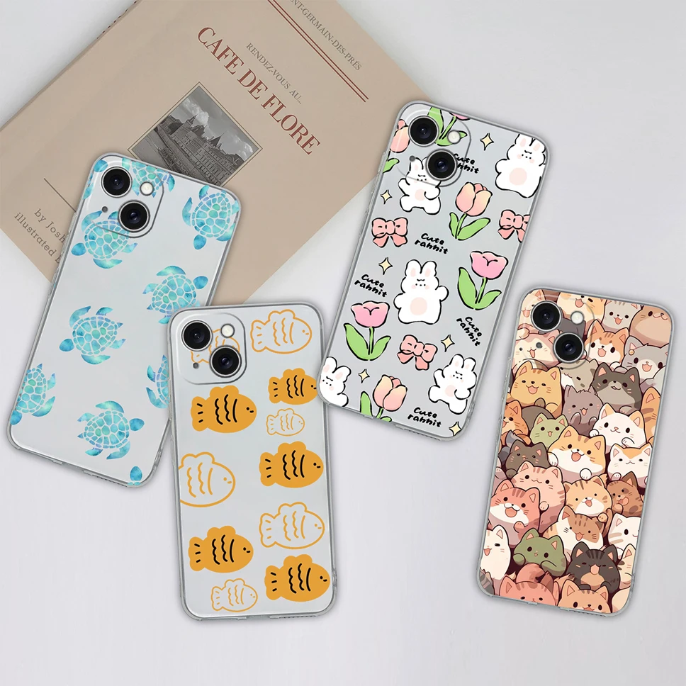 Para iPhone 15 Plus 15 Pro Max funda de moda estilo estético suave TPU cubierta de teléfono de silicona transparente para iPhone15 carcasa ligera - imagen 2