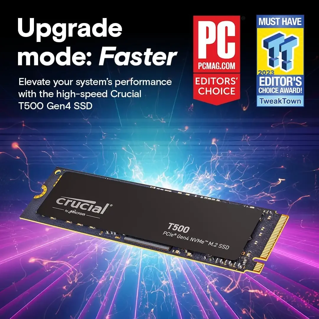 Crucial T500 1TB 2TB Gen4 NVMe M.2 SSD interno para juegos, hasta 7300 MB/s, computadora portátil y escritorio - imagen 5