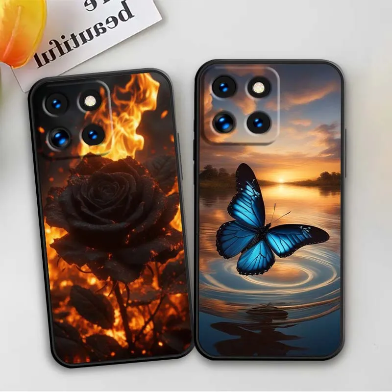 Funda de teléfono artística con diseño de mariposa y rosa para Xiaomi Mi 15 14 13 13T 12 12T 12S 11 11i 11T Pro Ultra Lite 5G, funda suave negra - imagen 5