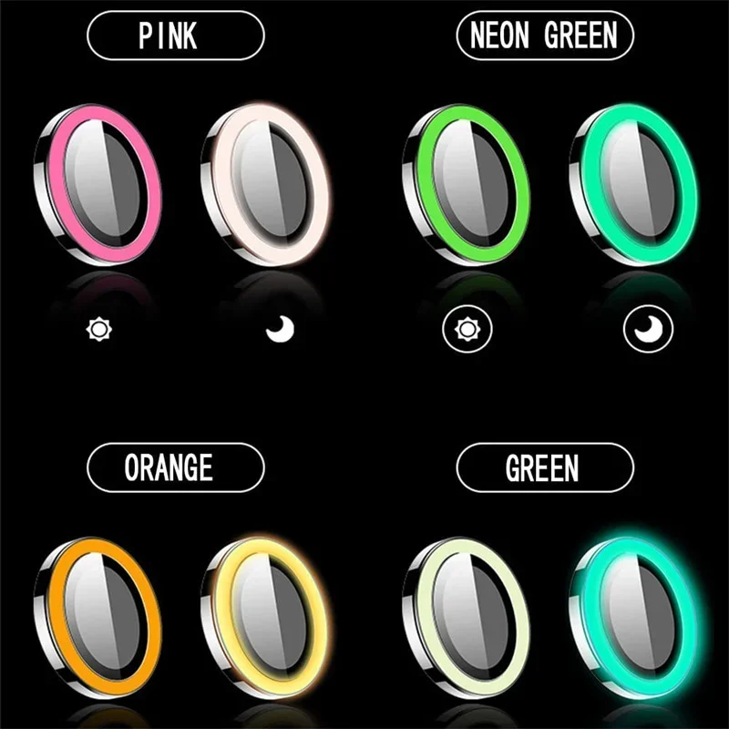 Protector de lente de cámara de cristal y Metal luminoso, luz nocturna, 2-3 uds., para IPhone 16 17 Pro Max Plus 17Pro 16Pro, cubierta de película de lente de anillo - imagen 2