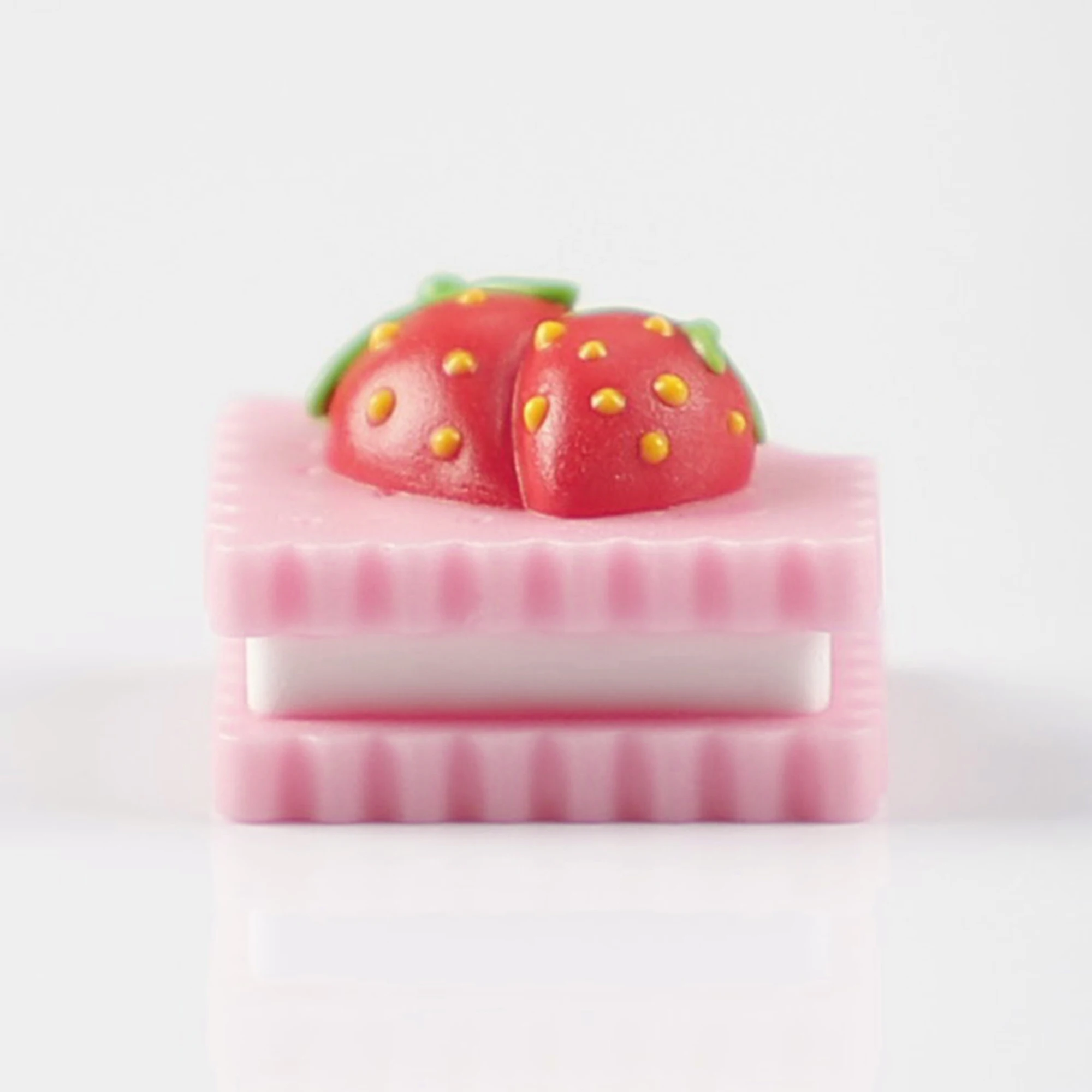 YMDK-teclas creativas hechas a mano para teclados mecánicos MX, color rosa, fresa, galleta, comida, resina bonita, 1 Uds. - imagen 3