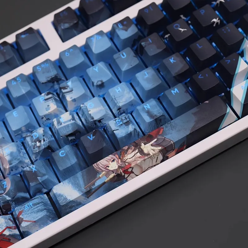 Juego de 108 teclas de Kantai Collection, Kashima, PBT Dye, teclas retroiluminadas, teclas de Anime para juegos, 61, 87, 104, 108, diseño - imagen 3
