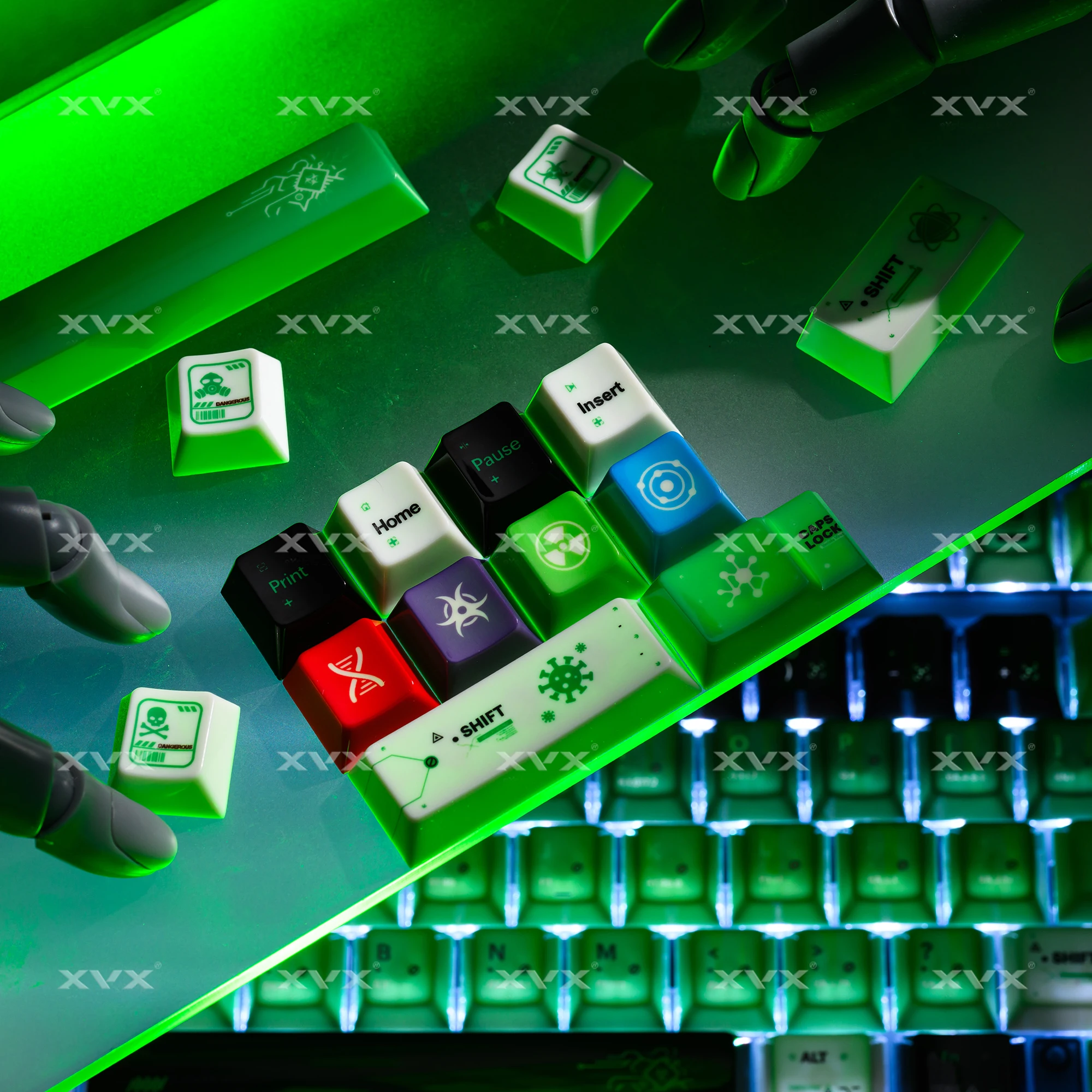 XVX Chemistry 003 teclas PBT superficie de espejo tapa de llave de cerámica perfil de cereza tinte Sub para teclado mecánico MX 68 75 87 98 100 - imagen 4