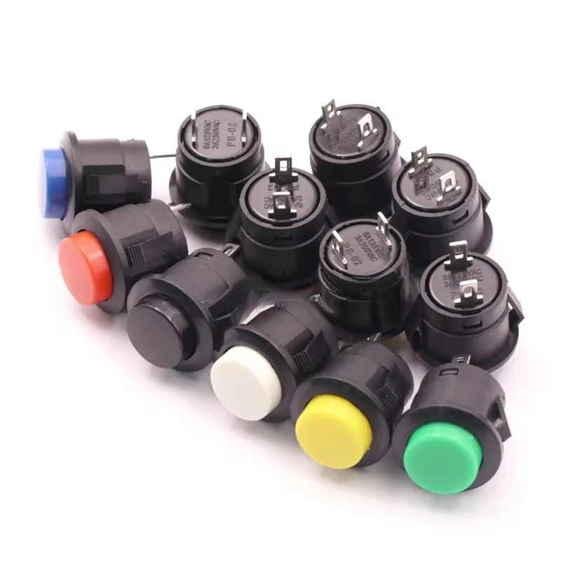 Interruptor de botón de piezas tipo tarjeta de 2 R13-507, 16MM, Circular, sin bloqueo, reinicio automático, botón de apertura, blanco y negro, red2 Uds. - imagen 4