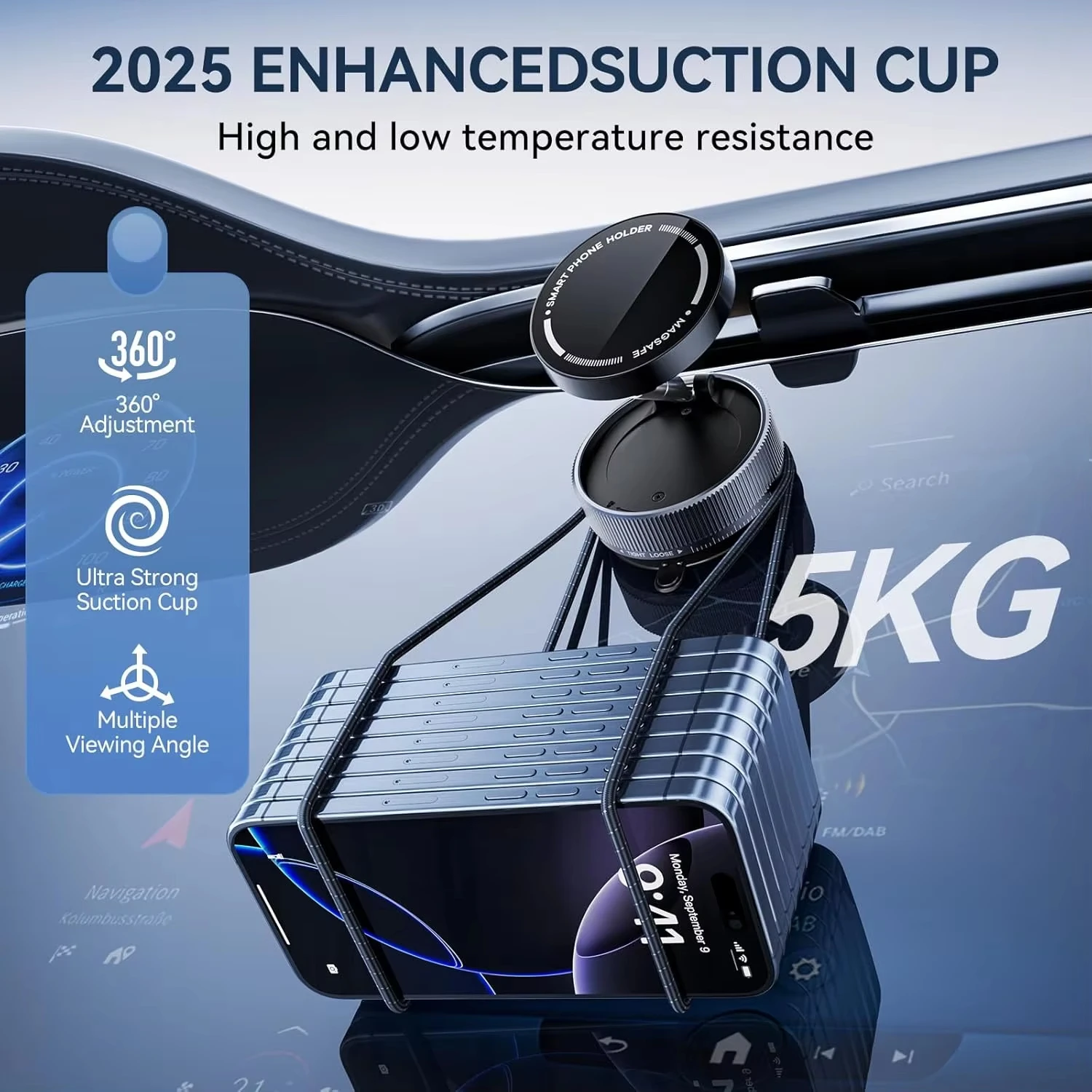Soporte magnético para teléfono con succión al vacío K10 con rotación de 360 grados, soporte para teléfono plegable magnético manos libres para coche/superficie lisa - imagen 3