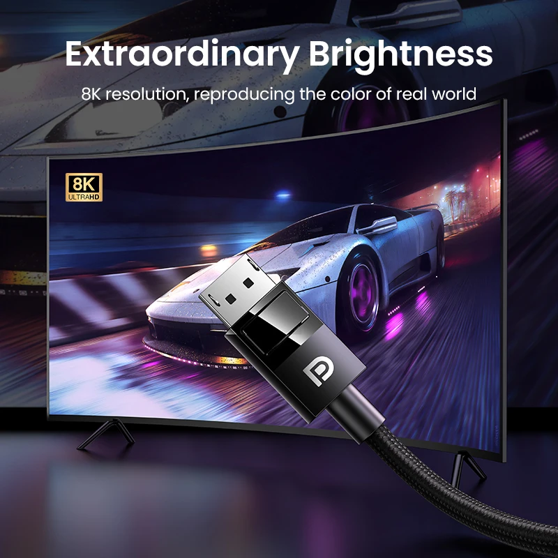 UGREEN-Cable DisplayPort 8K para TV, accesorio para televisor Xiaomi 4K, 144Hz, DP 1,4, 32,4 Gbps, PUBG, juegos, PC, ordenador, Monitor, proyector - imagen 2