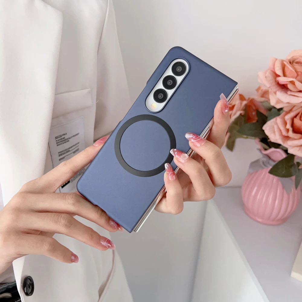 Funda de carga inalámbrica magnética de PC dura lisa de 4 colores para Samsung Galaxy Z Fold 3 4 5 6 7 W23 W24 W25 Magsafe cubierta a prueba de golpes - imagen 2