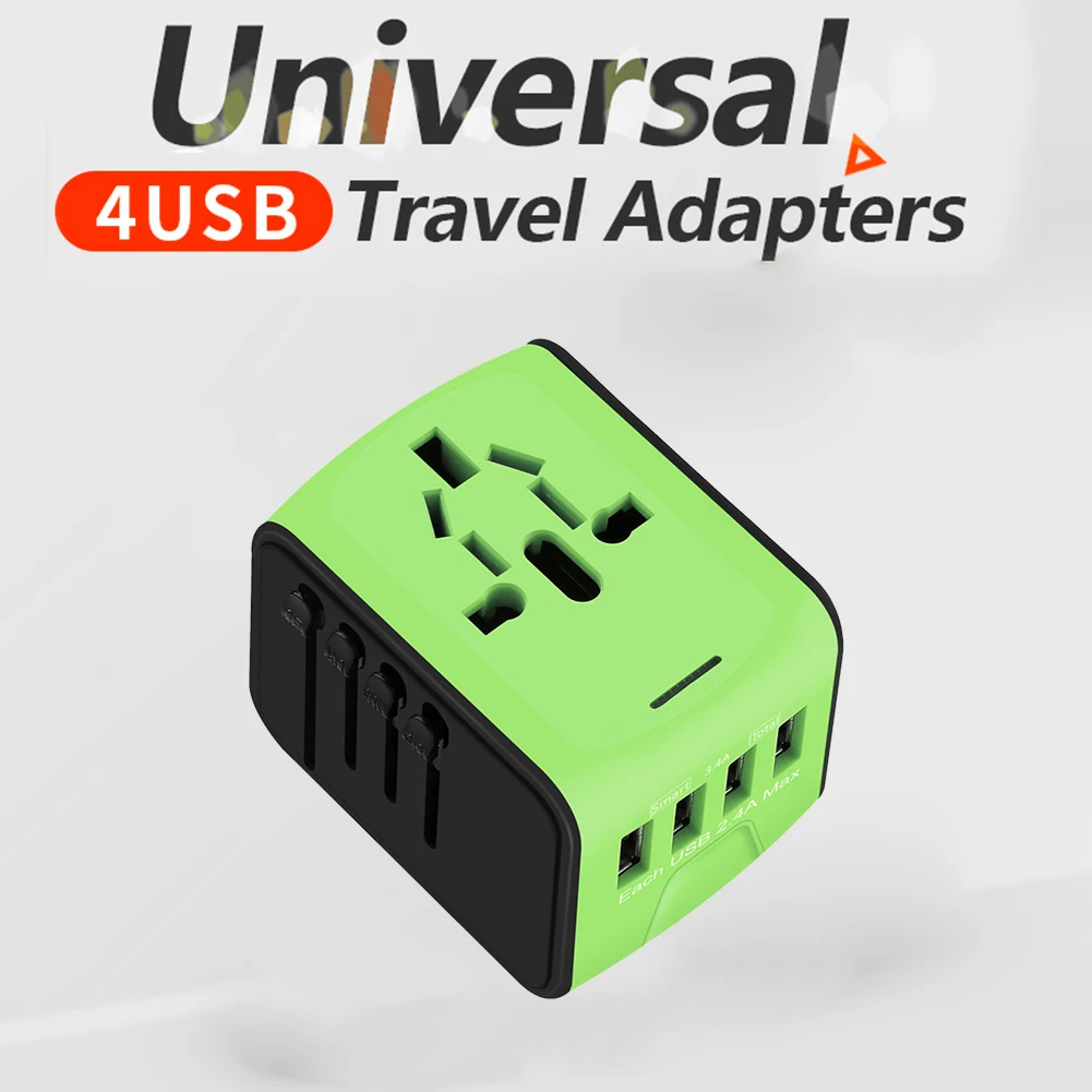 Adaptador de viaje Universal todo en uno, cargador de viaje con puertos USB, 5V, teléfono inteligente, carga rápida, enchufe de conversión mundial - imagen 2