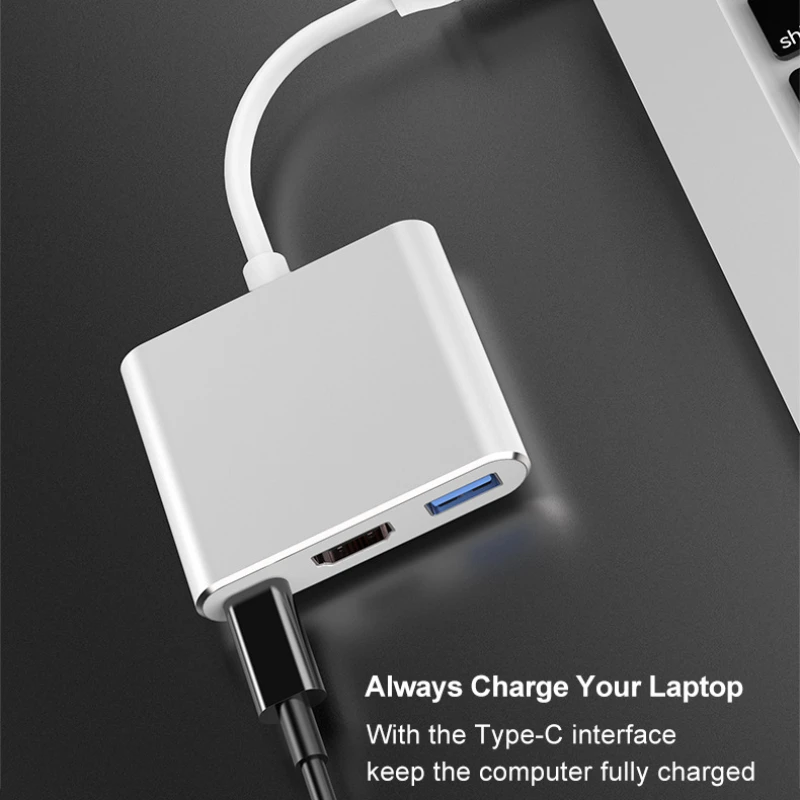 Hub Usb 3 en 1, concentrador divisor compatible con USB C a HDMI, estación de acoplamiento USB 3,0 compatible con tipo c a HDMI para MacBook AirPro Samsung - imagen 5