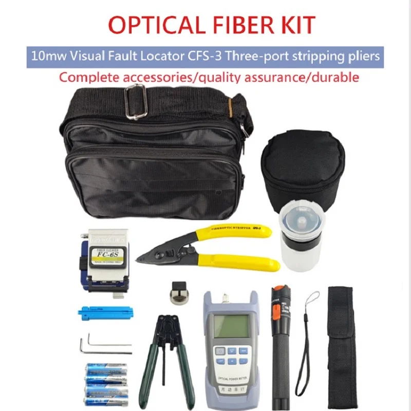 Kit de herramientas FTTH de fibra óptica, con cuchilla de fibra FC-6S y localizador Visual de fallos, medidor de potencia óptica de 10KM, precio al por mayor
