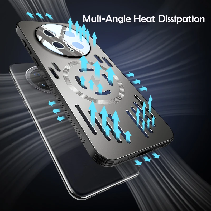 Funda de carga inalámbrica magnética de disipación de calor de Metal duro para Huawei Mate 70 60 50 40 Pro funda protectora trasera fresca - imagen 2