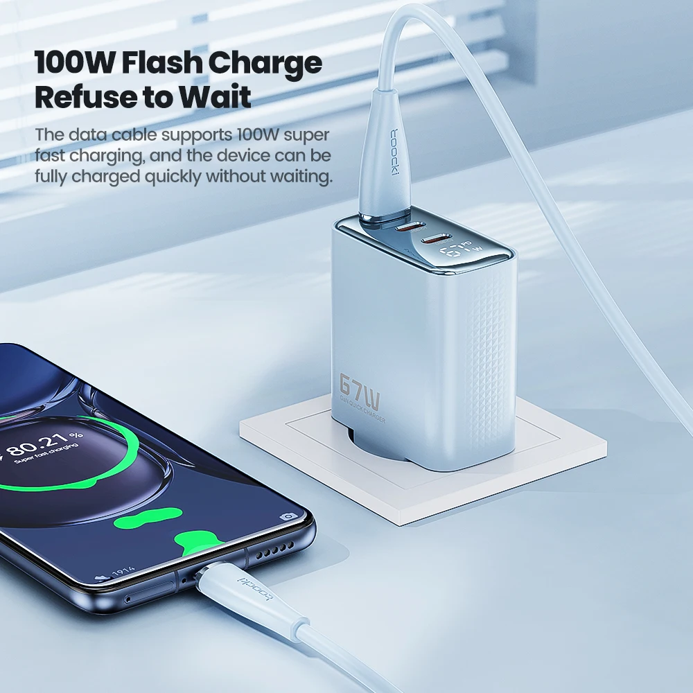 Toocki 6A Cable USB 100W Cable de carga rápida tipo C Cable de carga USB para Huawei Mate 70 60 50 Xiaomi 13 12 Samsung S23 - imagen 2