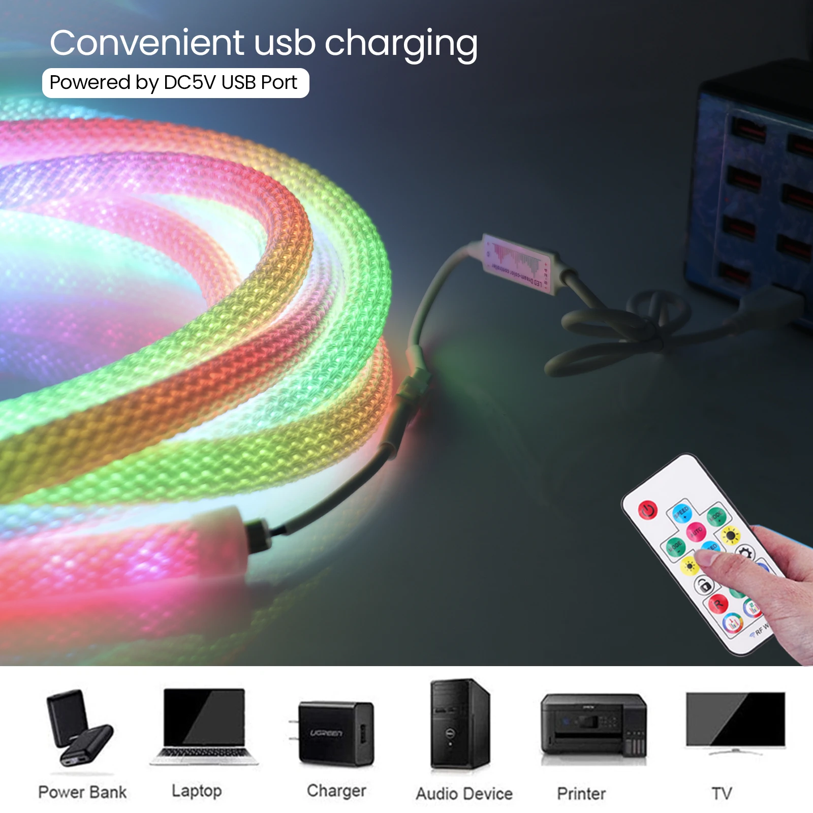 WS2811 tira de neón LED reticulada redonda de 360 grados direccionable WiFi Bluetooth inteligente RGBIC cinta de luz de silicona Flexible impermeable - imagen 5