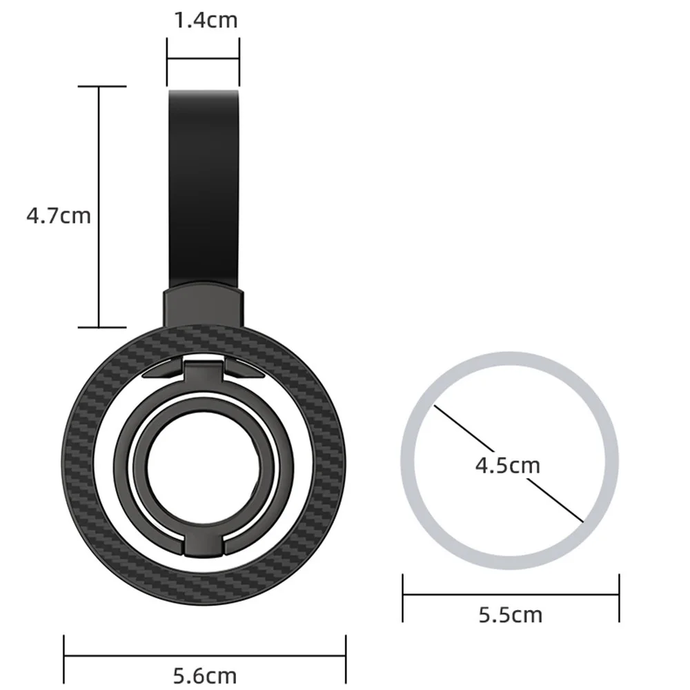 Soporte magnético Universal de doble cara para soporte de teléfono móvil con correa de mano extraíble 360 °   Soporte giratorio para anillo de dedo de coche