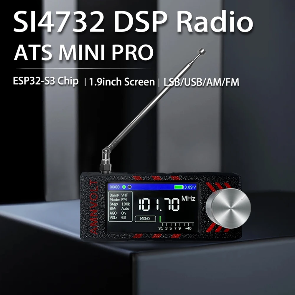 SI4732 0,5-108 mhz LSB USB AM FM/AM Radio 1,9 pulgadas pantalla IPS Mini Radio de bolsillo con antena HF SW MW VHF Radio portátil - imagen 3