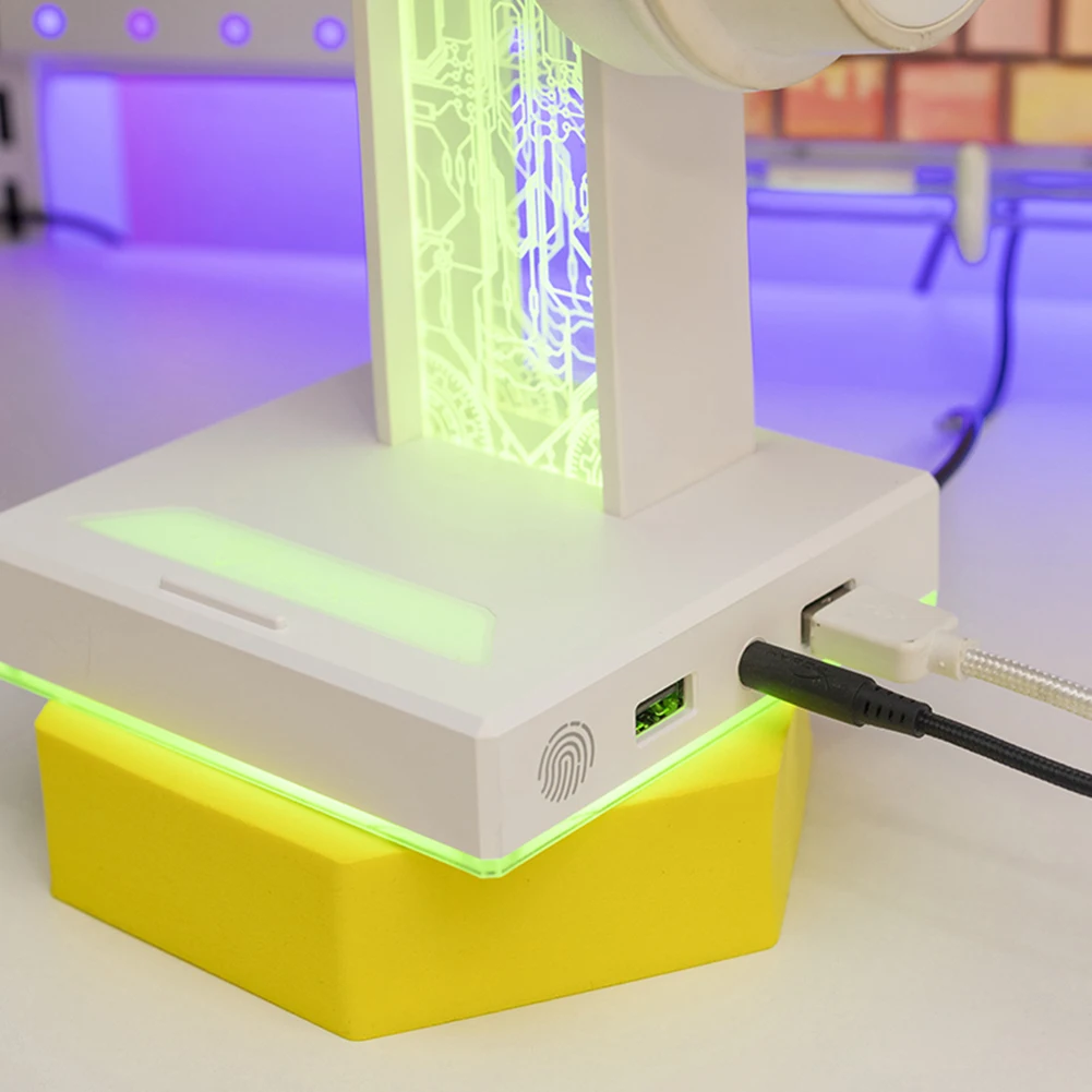 Soporte RGB para auriculares para juegos, 10 modos de iluminación, soporte para auriculares para computadora con puertos USB, soporte para auriculares para juegos, accesorios para PC - imagen 5