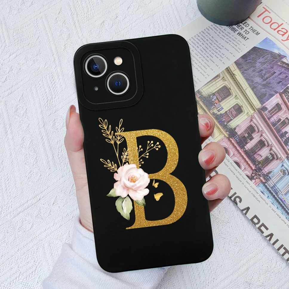 Funda de silicona líquida para iPhone, carcasa a prueba de golpes para Apple iPhone 13 mini Pro Max, Rose A-Z Letter, 13 mini, 13Pro Max - imagen 2