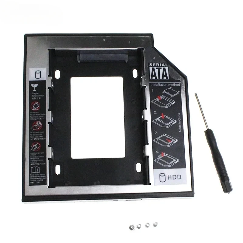 Bandeja de unidad óptica SATA para ordenador portátil de aluminio de 12,7mm, bahía de disco duro para carcasa de chasis HDD SSD de 2,5 "y 1TB + soporte LED SSD - imagen 2