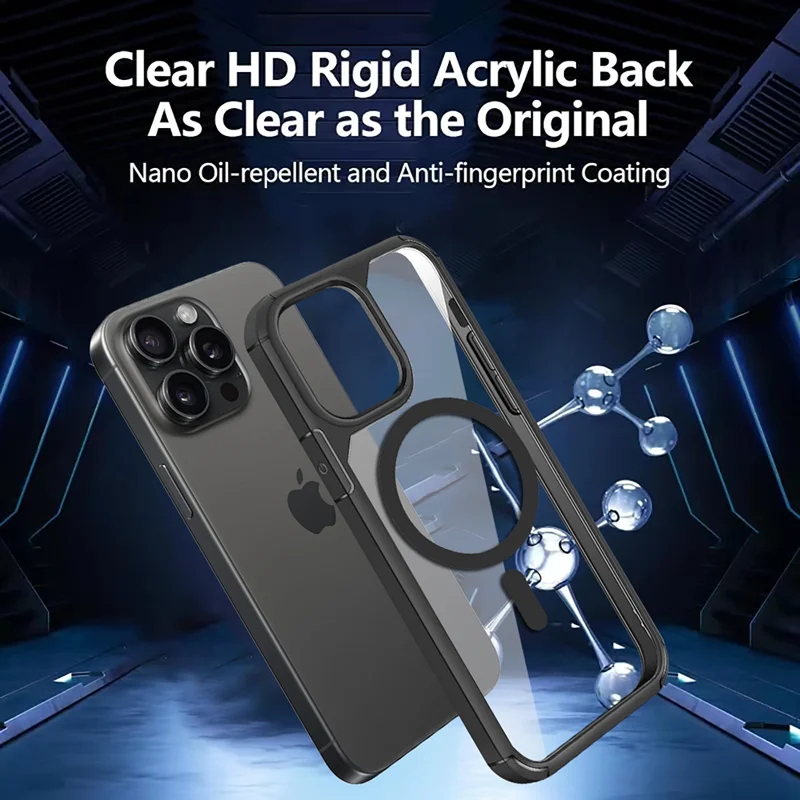 Para Magsafe magnético suave TPU borde + PC transparente a prueba de golpes funda de teléfono para IPhone 15 Pro Max 13 12 11 14 Pro Max cubierta de parachoques - imagen 2