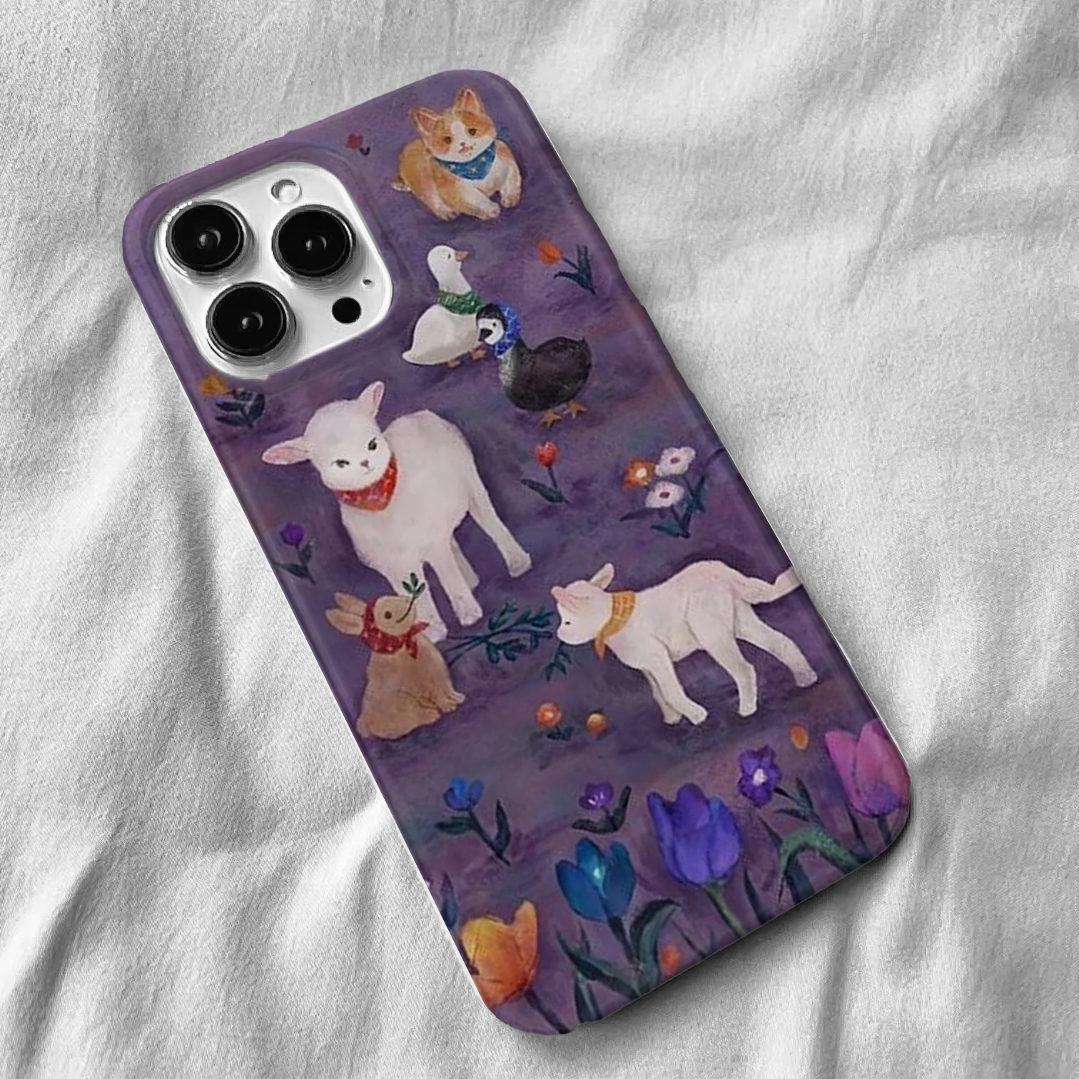 Funda de teléfono con bonito cordero de dibujos animados para iPhone 16 15 14 13 12 11 Pro Max XS XR XSMax 6 7 8 Plus, cubierta dura HD brillante para PC - imagen 2