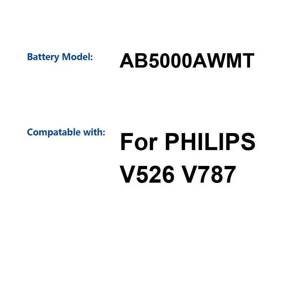 Batería del teléfono móvil 5000Mah para energía confiable de Philips V526 V787 AB5000AWMT
