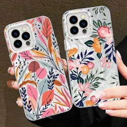 Funda con patrón de flores coloridas para Apple iPhone 16 16E 15 14 13 12 11 8 XS X Pro Max, funda de teléfono con textura de plumas