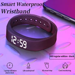 Pulsera inteligente IP65 impermeable con LED, sueño y podómetro