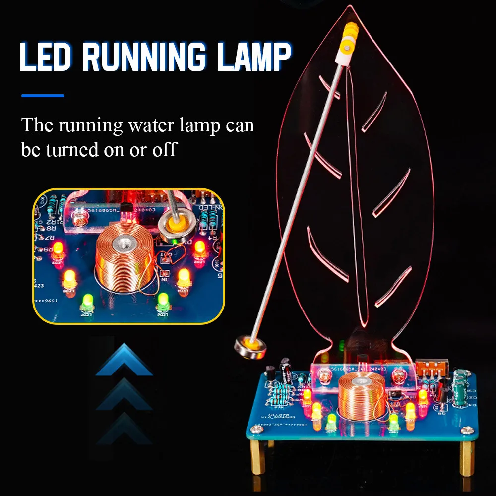 Kit electrónico de levitación magnética de oscilación de hojas DIY con luz de flujo LED, Kit de soldadura de práctica científica, fuente de alimentación de 5V - imagen 4