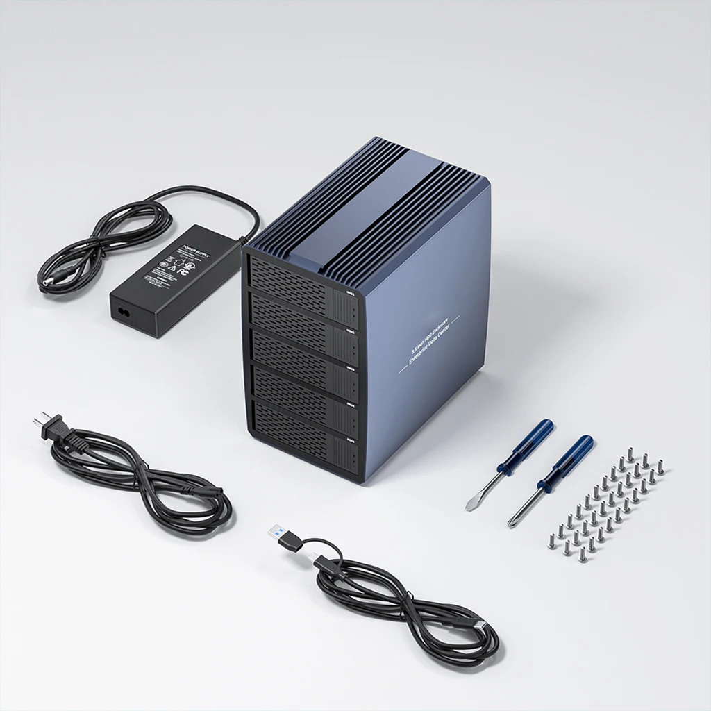 Caja de matriz de disco duro externo de 5 bahías, carcasa de HDD de 3,5/2,5 pulgadas, USB 3,0 a Sata3.0, 5gbps, compatible con 8 modos Raid para carcasa de seguridad de datos - imagen 3