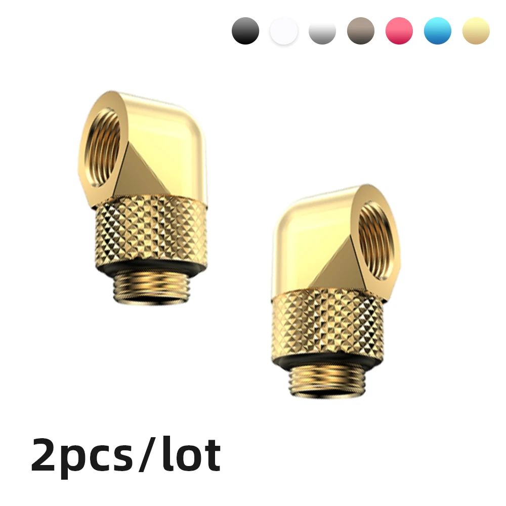 Adaptador giratorio de 90 grados, conector en ángulo G1/4 para PC, refrigeración por agua, accesorios de construcción, conexión de tubería, 2 piezas