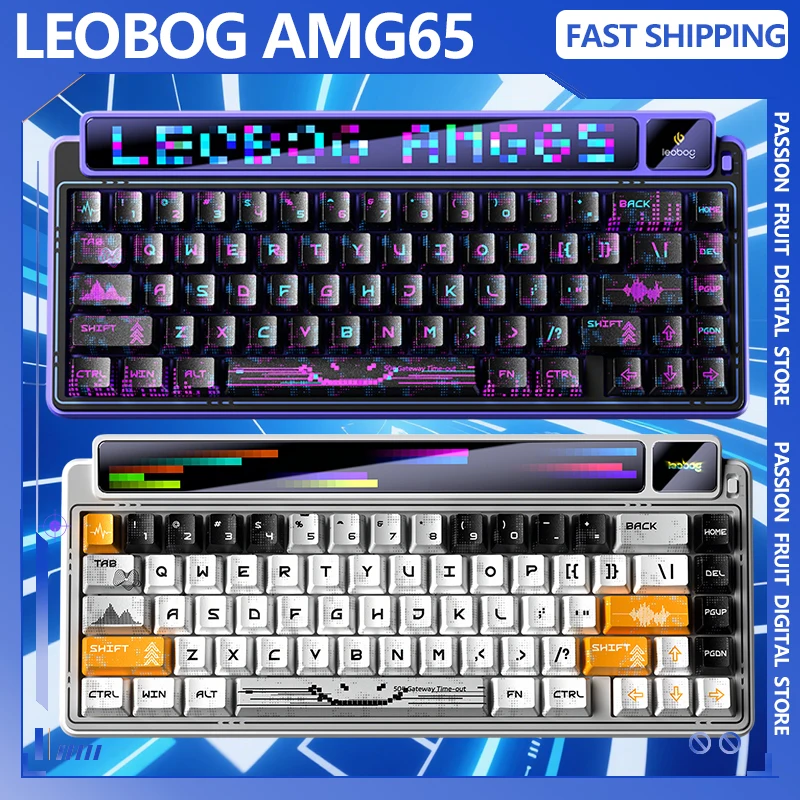 LEOBOG-Teclado mecánico AMG65, pantalla inteligente TFT, modo Tri, inalámbrico, Bluetooth, 67 teclas, enchufe caliente, diseño ergonómico RGB, juego de deportes electrónicos