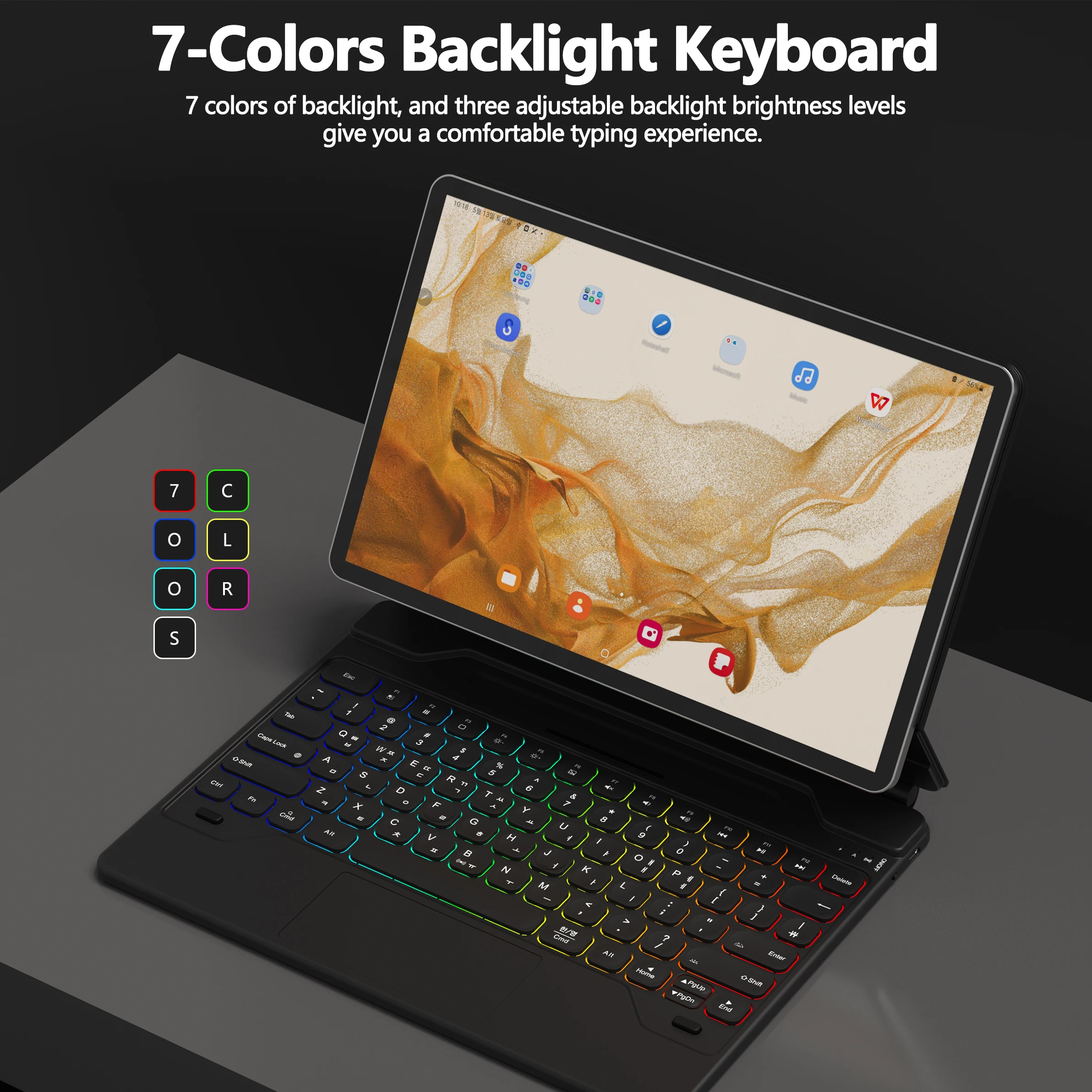 GOOJODOQ Funda con teclado mágico para Samsung Galaxy Tab S8+/ S8 Plus/ S7 FE/ S7 Plus Teclado retroiluminado con trackpad multiángulo de 12,4 pulgadas - imagen 5