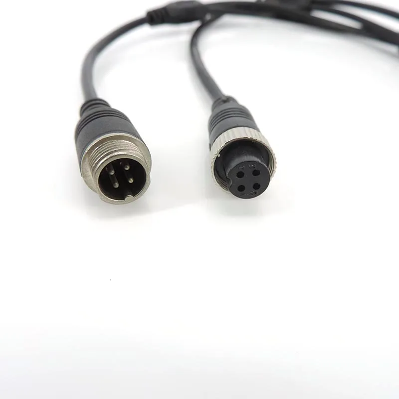 M12 4 pines cabeza de aviación a cabeza de aviación macho a 2 hembra a 2 macho extensión Y adaptador de Cable divisor para cámara CCTV A07 - imagen 5