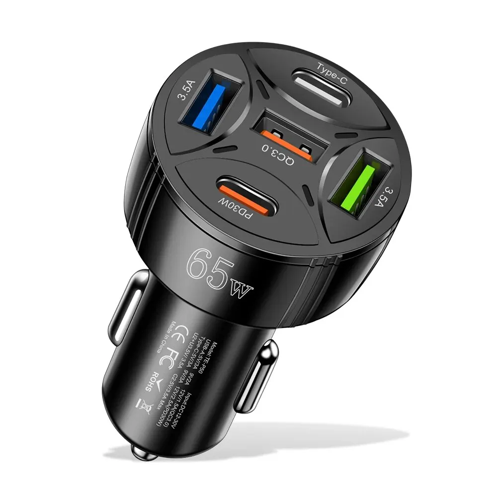 Cargadores de coche USB de 5 puertos 65W cargador de coche tipo C carga rápida PD QC3.0 cargador de teléfono en el coche para iPhone Xiaomi Huawei Samsung - imagen 5
