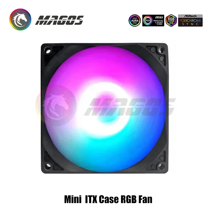 Mini ITX Case ARGB Fan 8 \ 9CM Match Agua \ Ventilador de radiador de refrigeración por aire 8025 \ 9025 Placa base más fresca 5V SYNC + 4 pines PWM - imagen 2