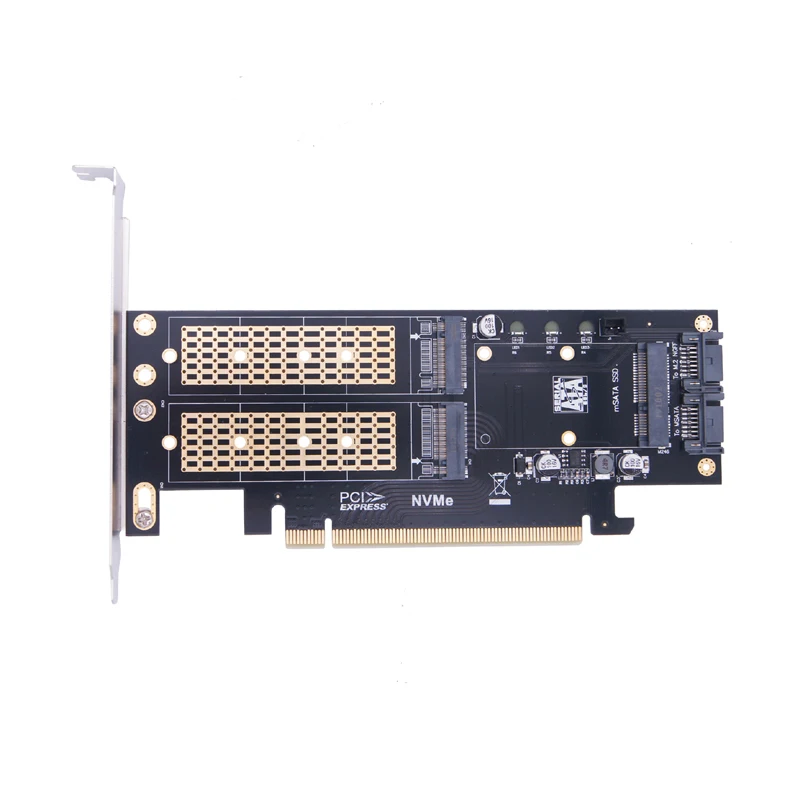 Adaptador M2 NVMe SSD NGFF a PCIE 3,0 X16 M Key B Key mSATA PCI Express 3,0 M.2 NVME SSD M2 SATA SSD mSATA 3 en 1 convertidor elevador - imagen 2